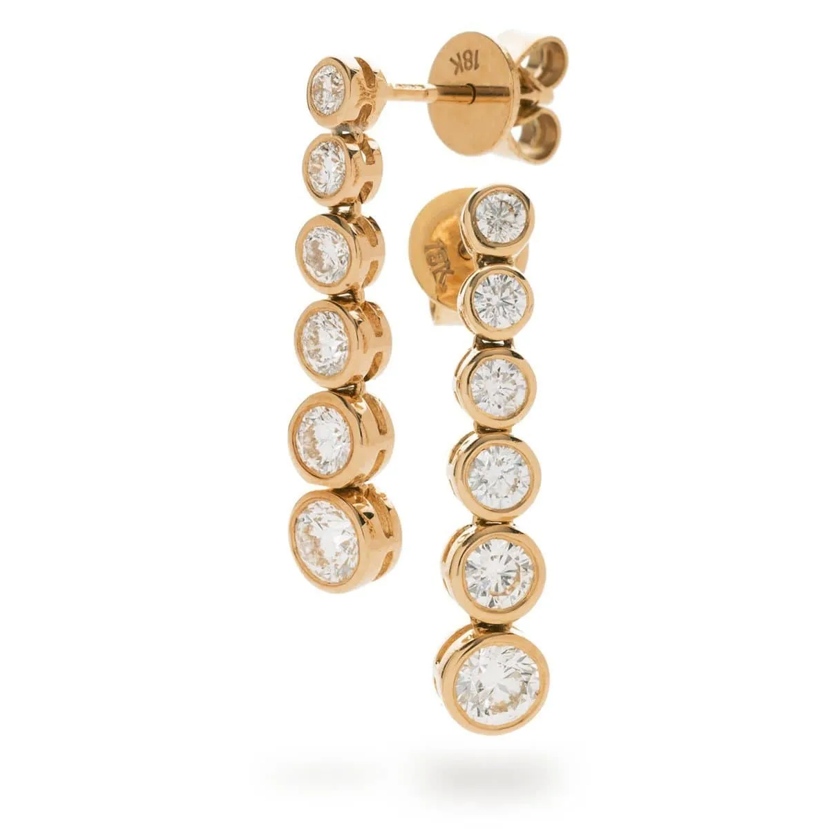 DIAMOND IN RUB OVER SETTING DROP EARRINGS IN 18K ROSE GOLD