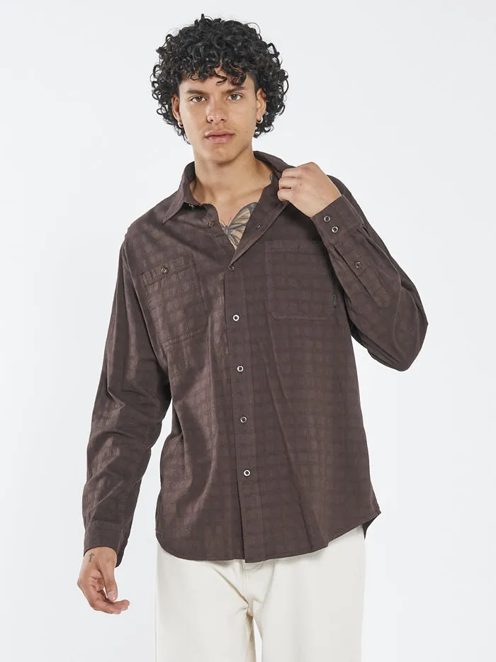 Disruption Jacquard Check Long Sleeve Shirt - Postal Brown