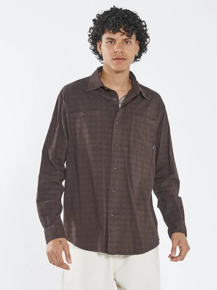 Disruption Jacquard Check Long Sleeve Shirt - Postal Brown