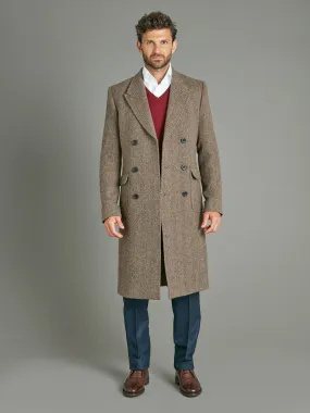 Double Breasted Overcoat - Herringbone