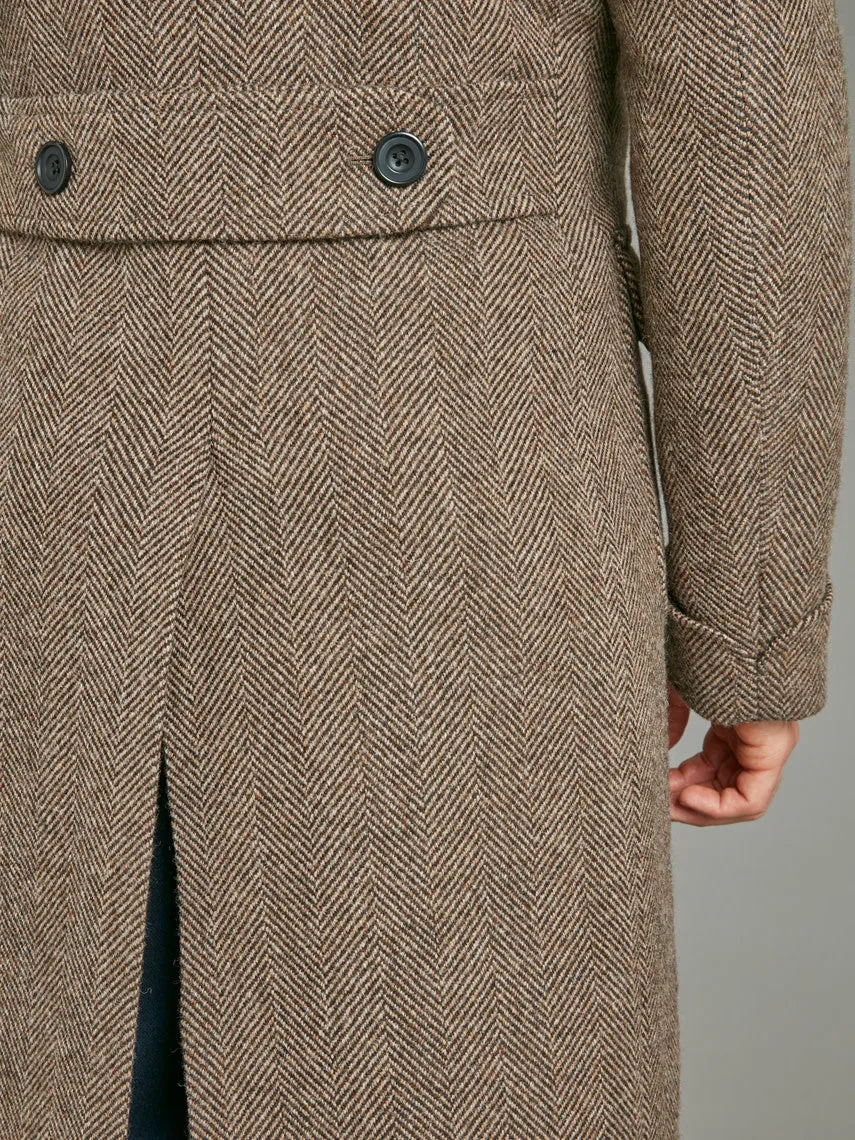 Double Breasted Overcoat - Herringbone