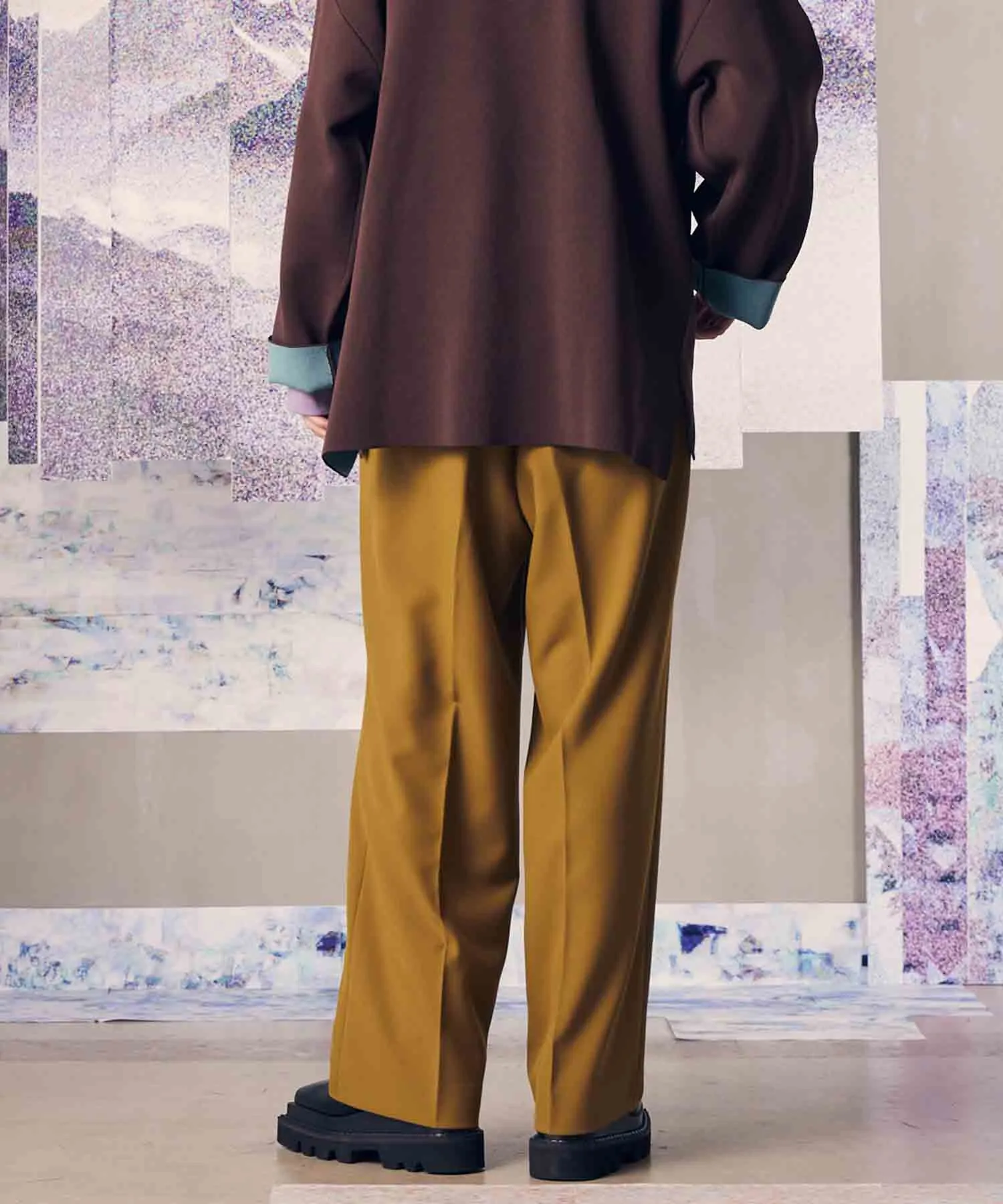 Double-Cloth One-Tuck Wide Pants