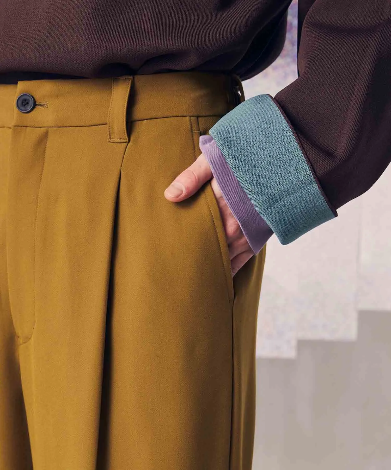 Double-Cloth One-Tuck Wide Pants