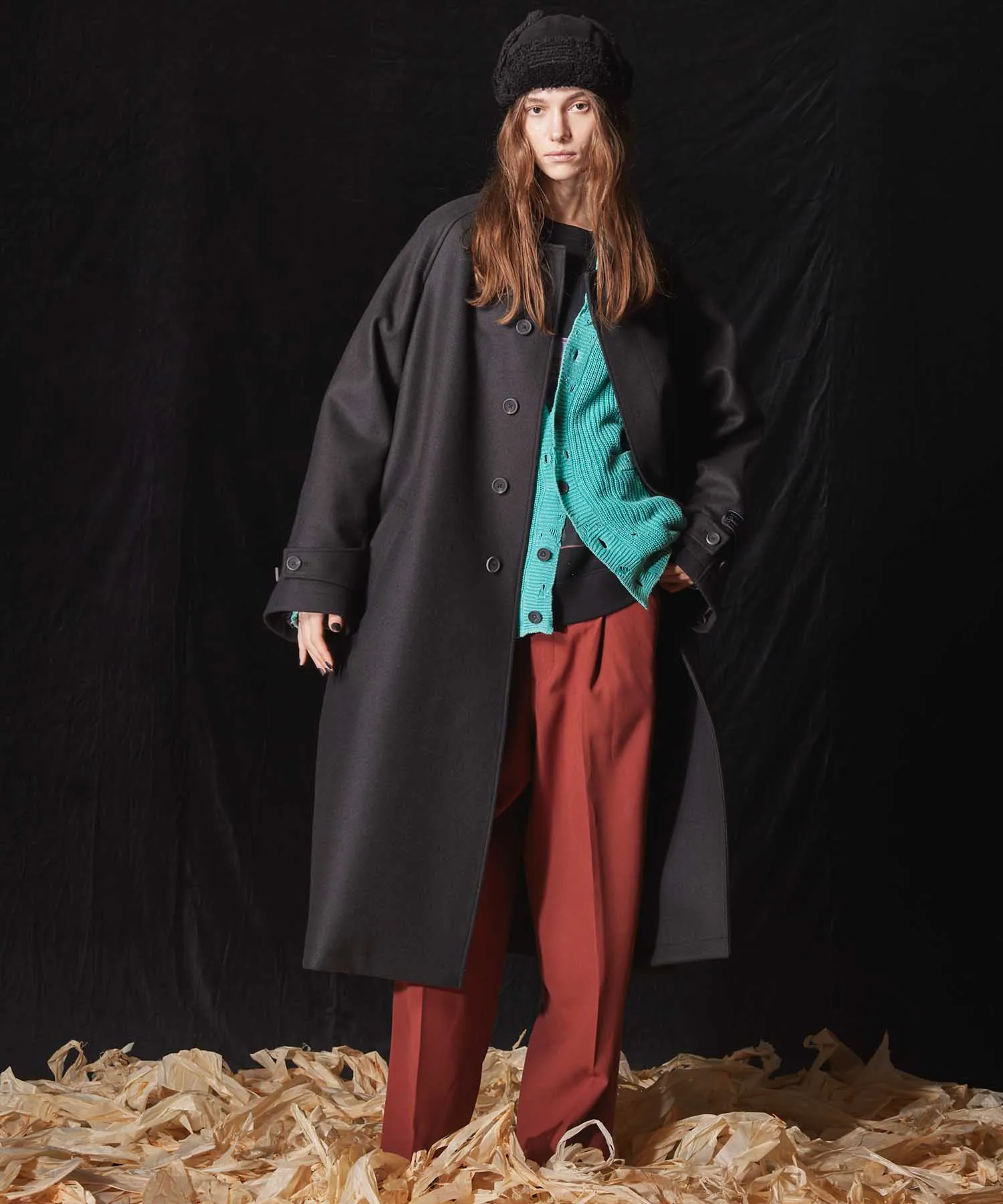 Double-Cloth One-Tuck Wide Pants