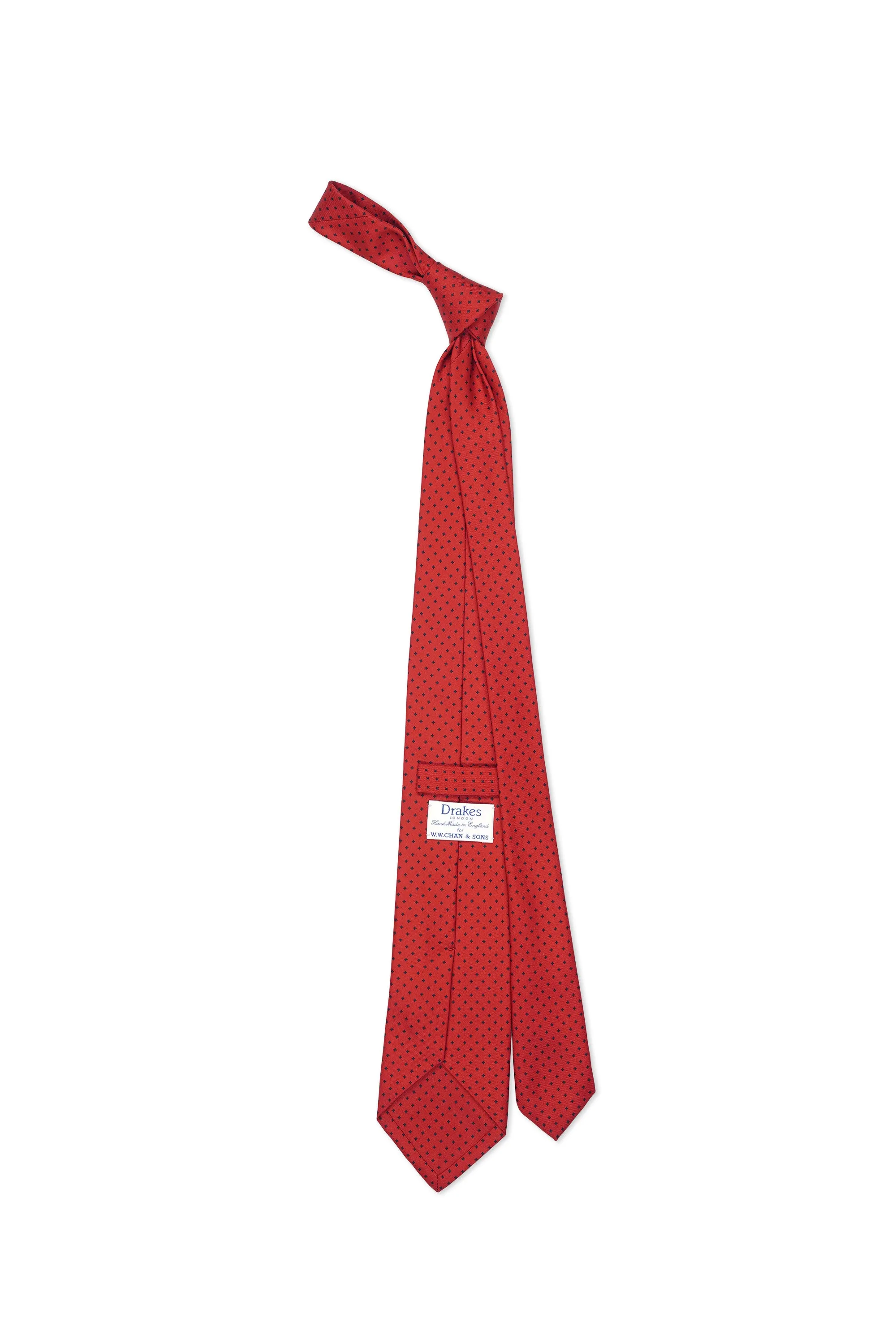 Drake's Red with Black Cross Pattern Silk Tie