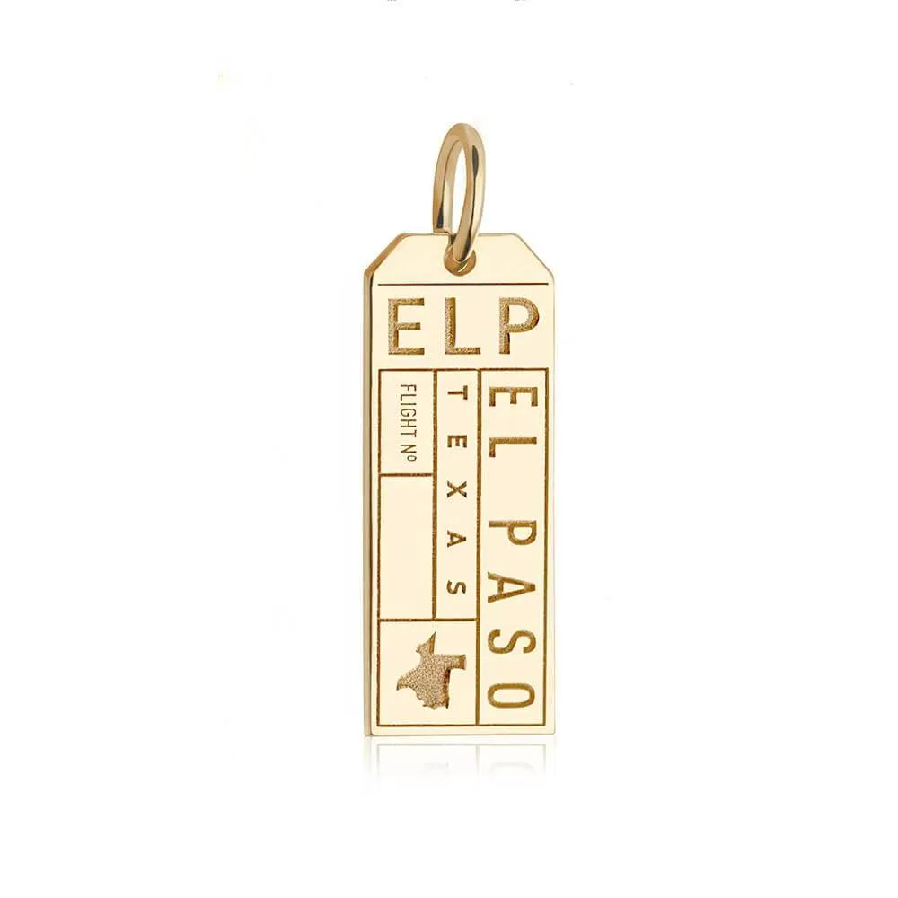 El Paso Texas USA ELP Luggage Tag Charm Solid Gold