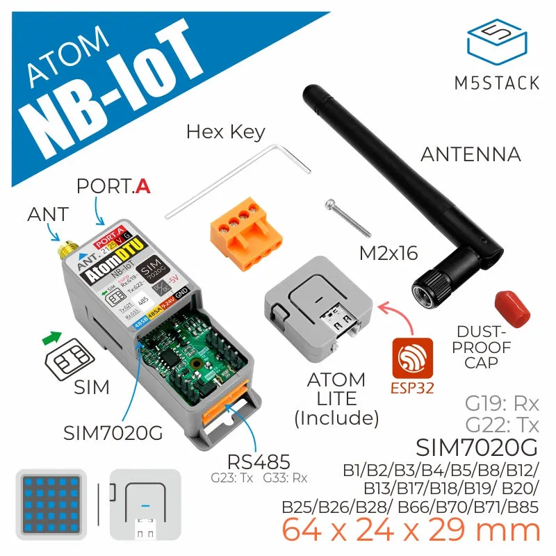 [EOL] Atom DTU NB-IoT Kit Global version (SIM7020G)