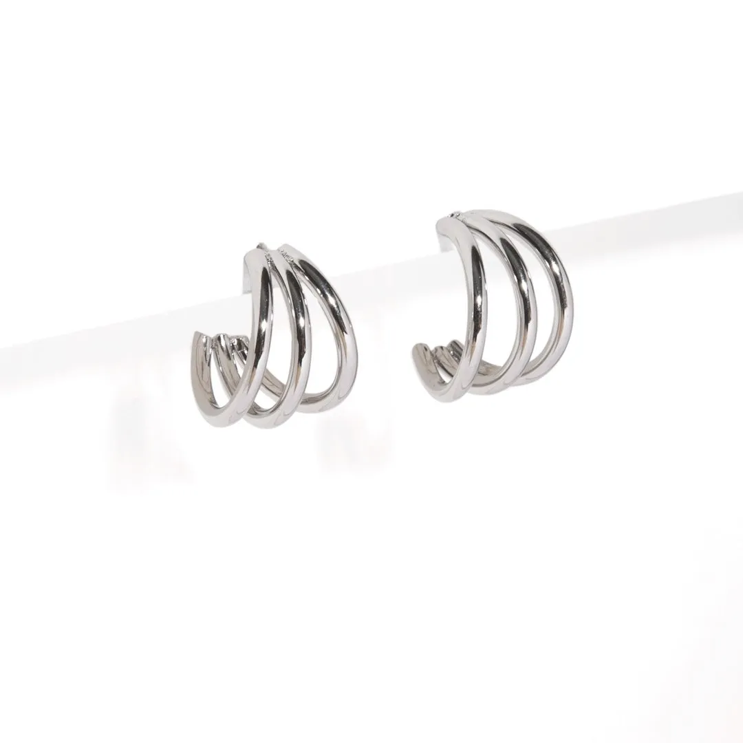 ESSENTIAL SMALL SILVER TRIPLE HOOPS