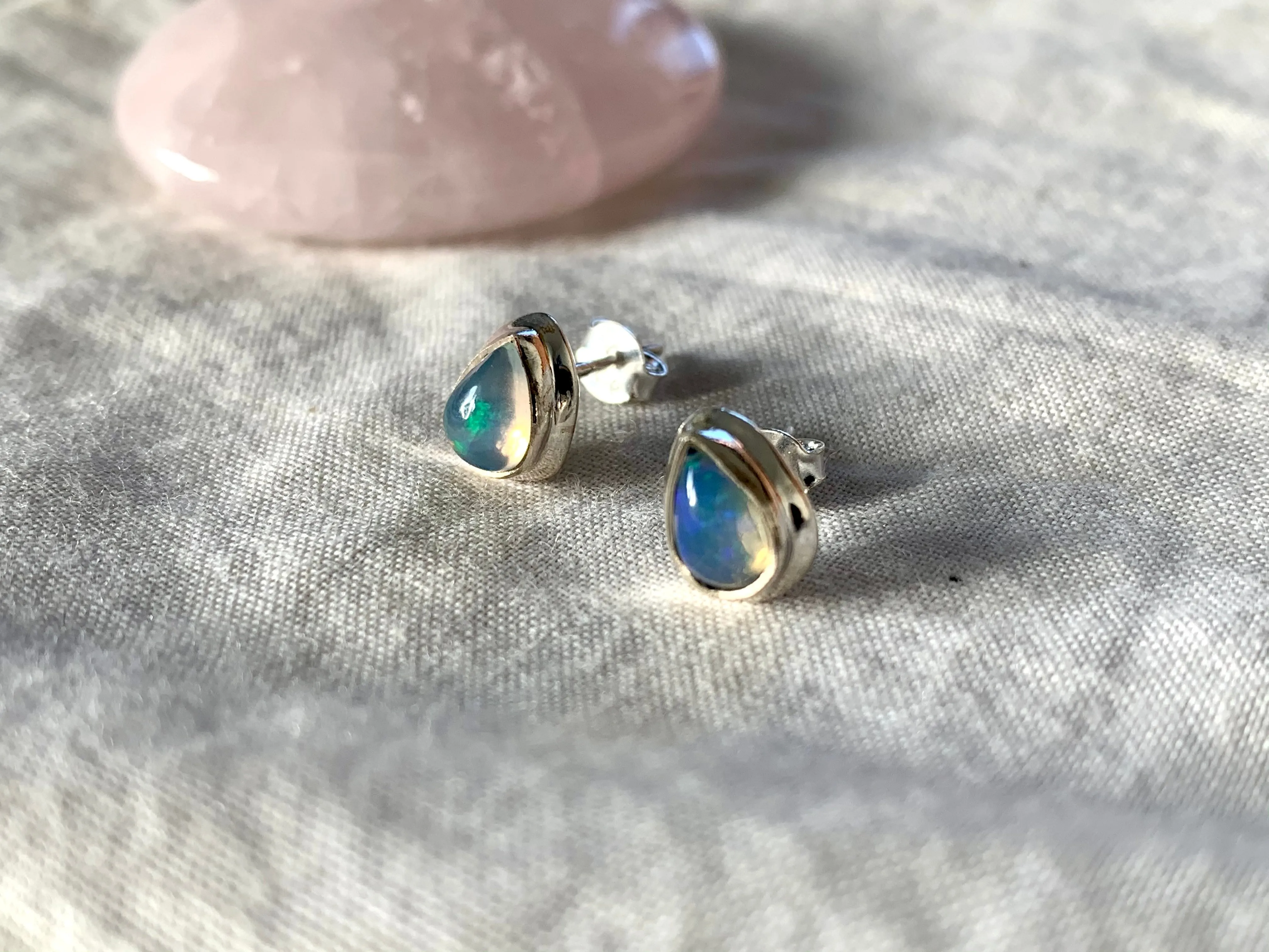 Ethiopian Opal Ari Studs - Teardrop