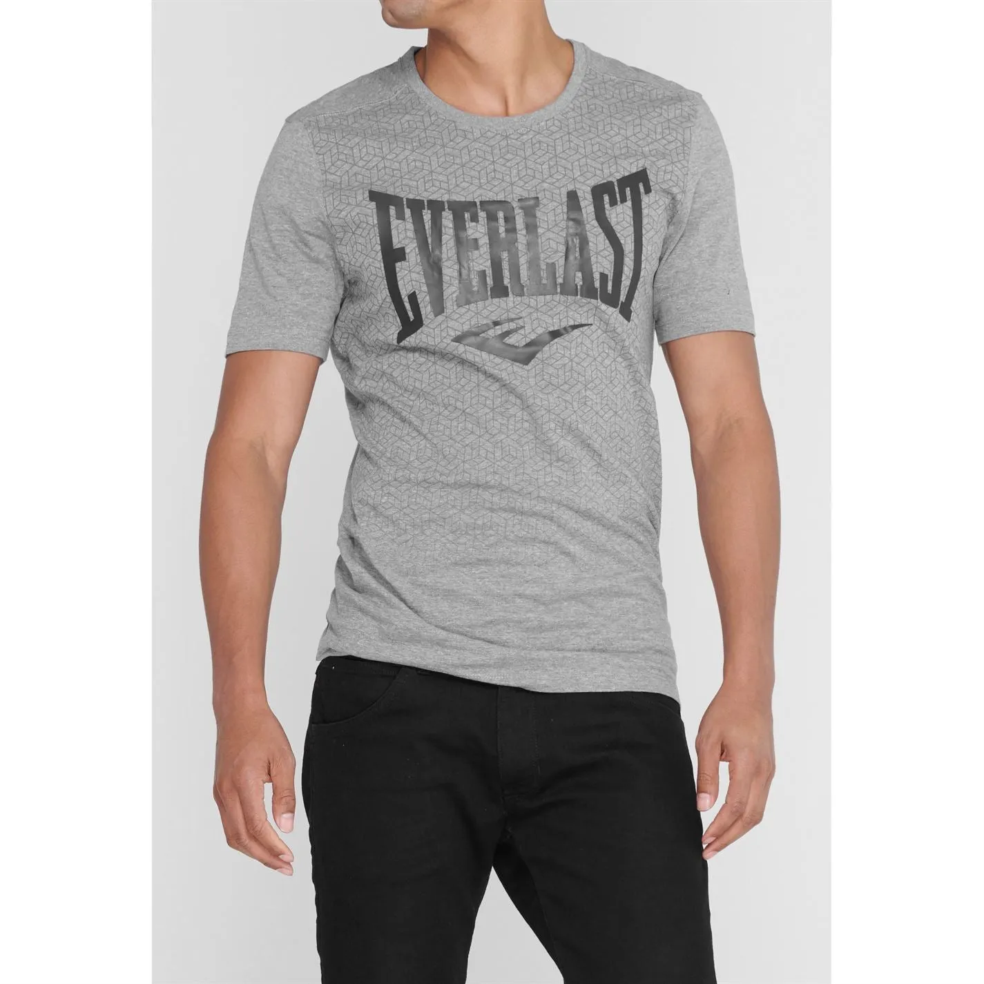 Everlast Mens Geo Print T Shirt Crew Neck Tee Top Short Sleeve Cotton Tonal