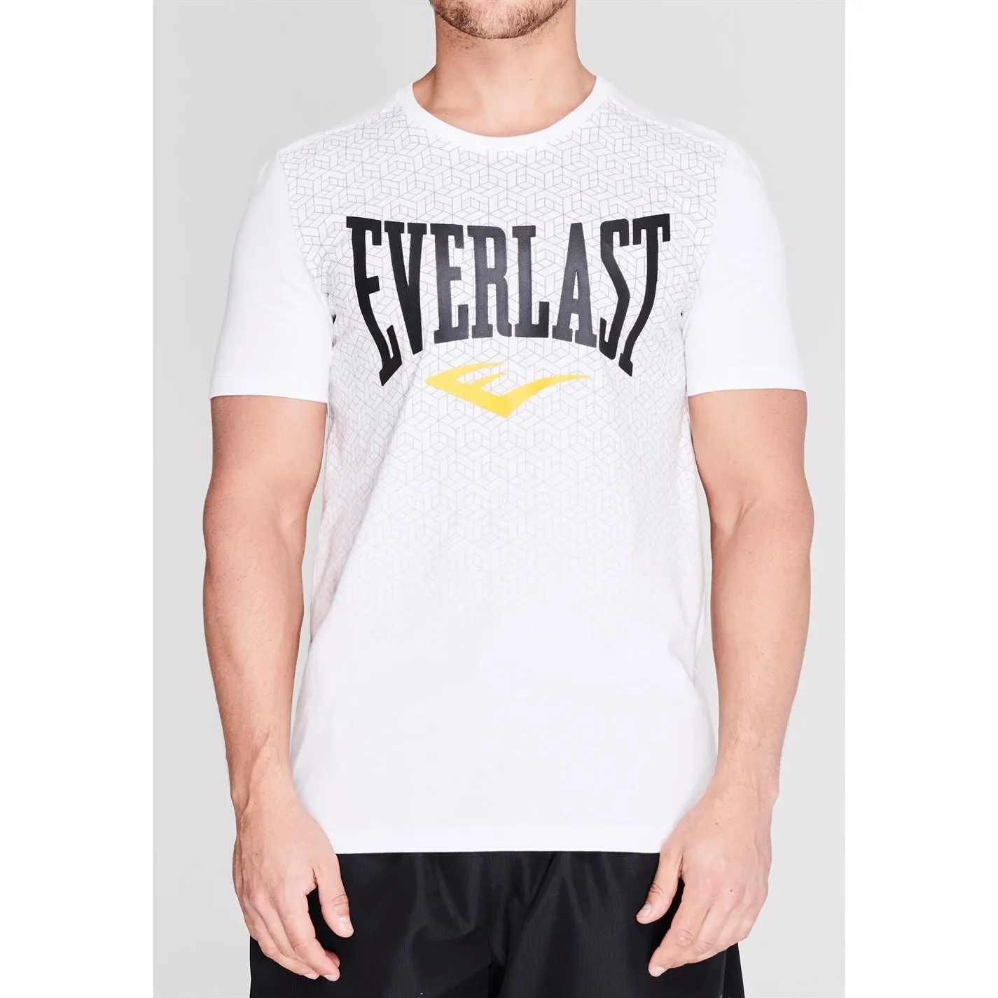 Everlast Mens Geo Print T Shirt Crew Neck Tee Top Short Sleeve Cotton Tonal