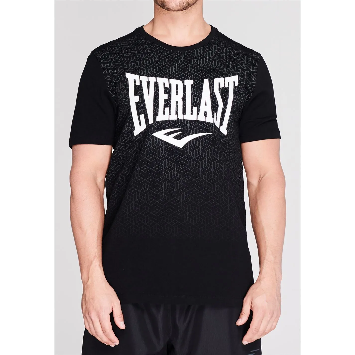 Everlast Mens Geo Print T Shirt Crew Neck Tee Top Short Sleeve Cotton Tonal