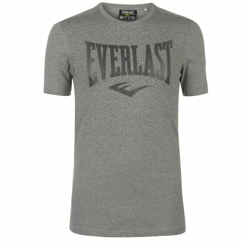 Everlast Mens Geo Print T Shirt Crew Neck Tee Top Short Sleeve Cotton Tonal