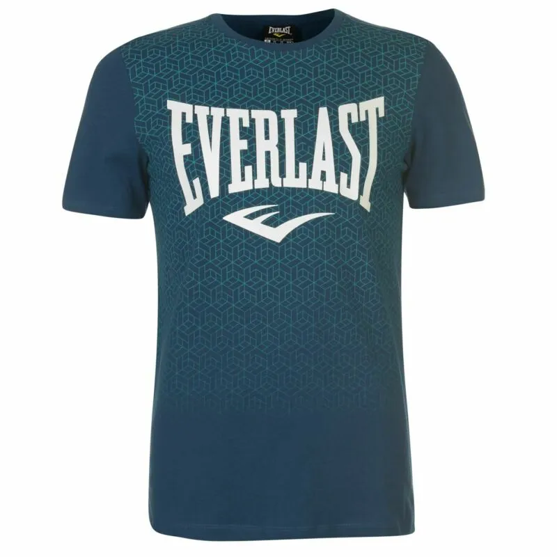 Everlast Mens Geo Print T Shirt Crew Neck Tee Top Short Sleeve Cotton Tonal