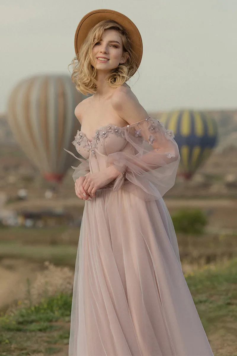 Fairy Tale Lilac Long Sleeve Tulle Maxi Dress