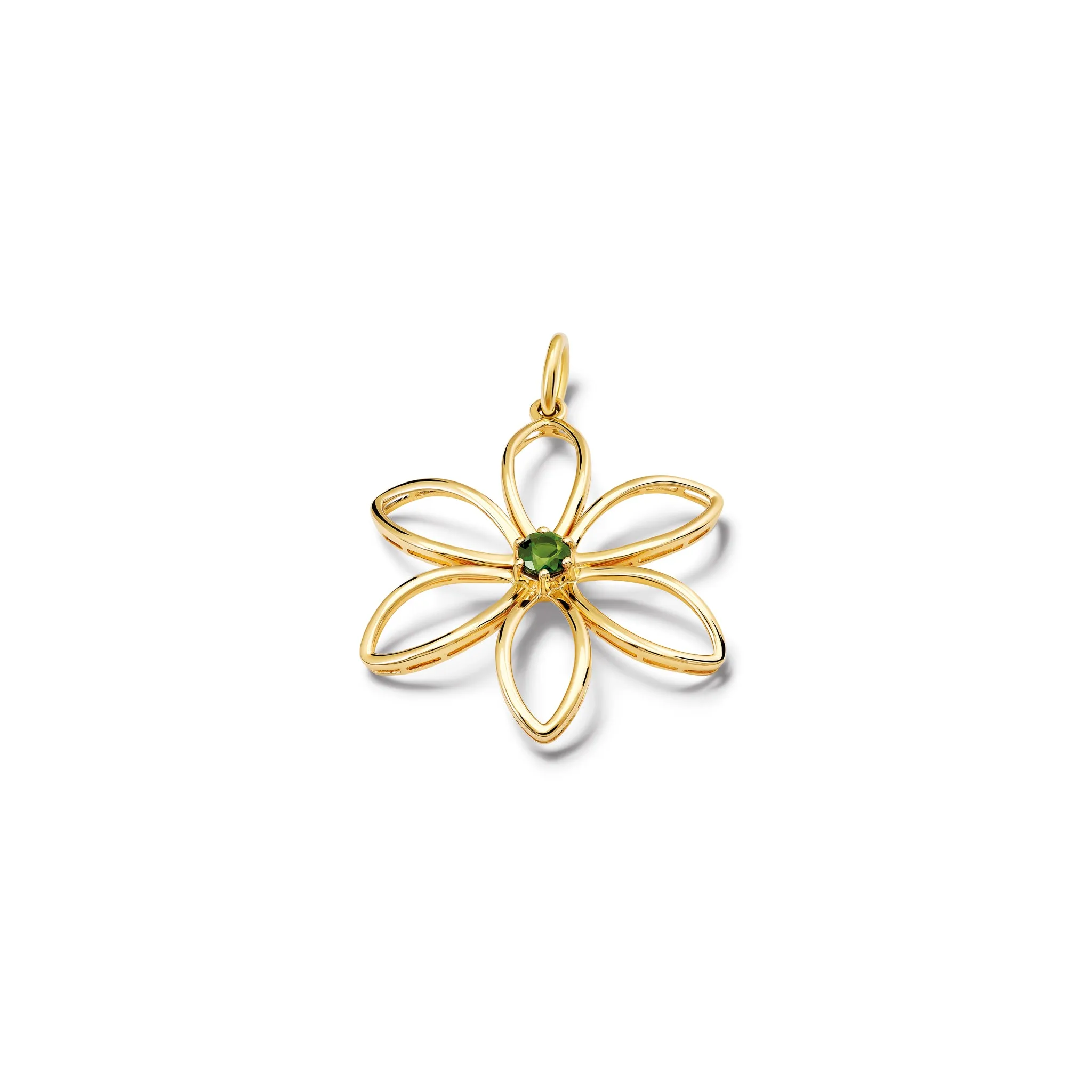 Fleur de Lys Large Necklace Pendant Yellow Gold - Chrome Diopside