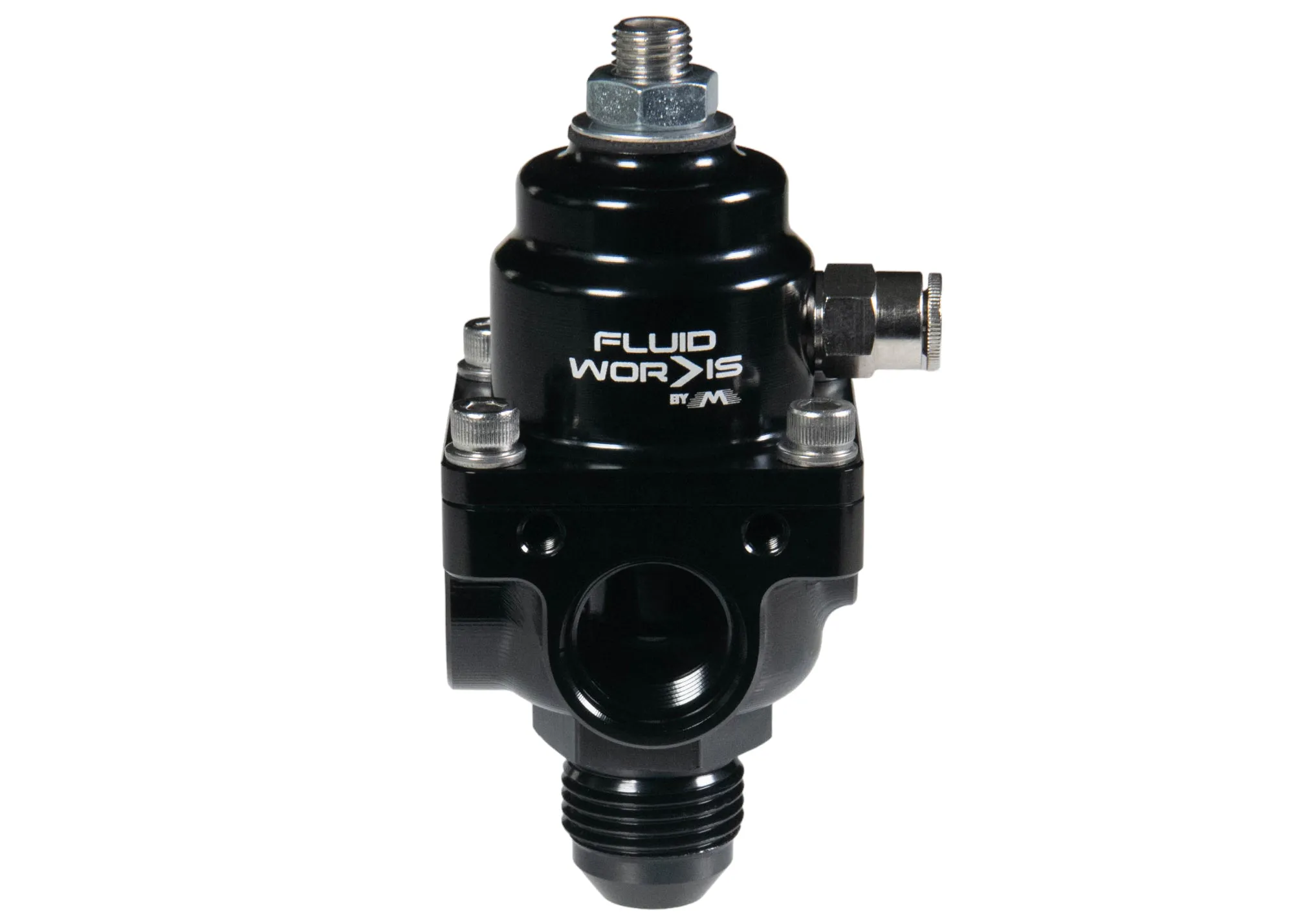 Fluidworks 3-6 gpm Fuel Pressure Regulator 35-70 psi 90 Degree Fittings