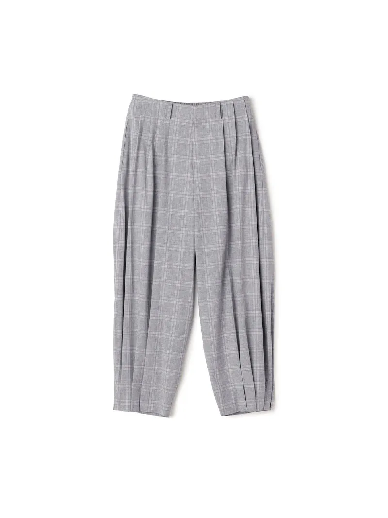 Folded Hem & Waist Check Baggy Pants