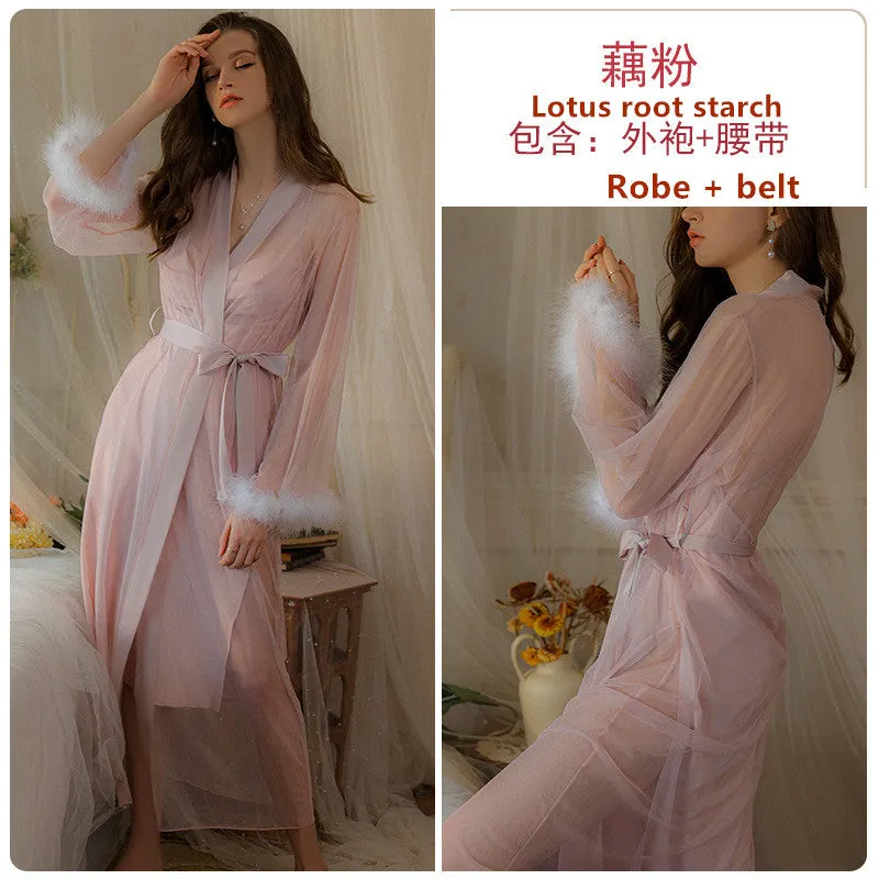 French Long Satin Camisole Women's Pajamas 2122