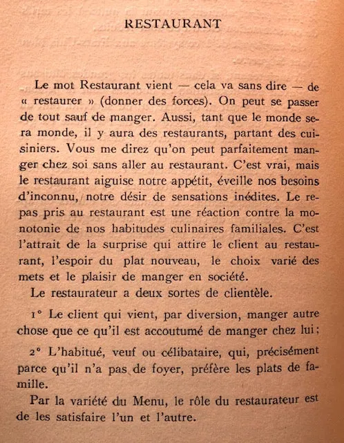 (French - Paris) Bodet, R. Toques Blanches et Habits Noirs: L’Hotel et le Restaurant Autrefois et Aujourh’hui.