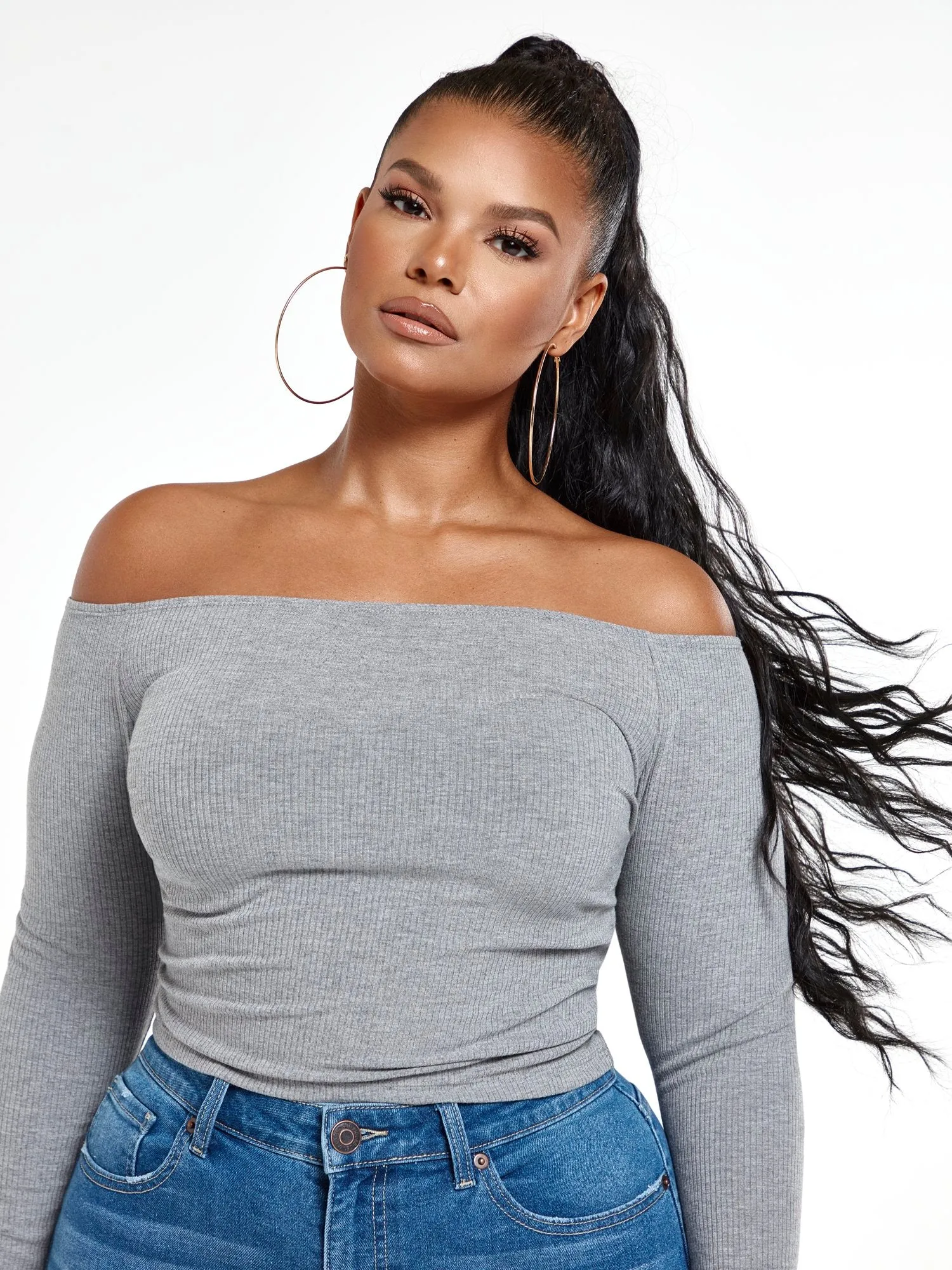 FTF Essentials - Off The Shoulder Rib Knit Top