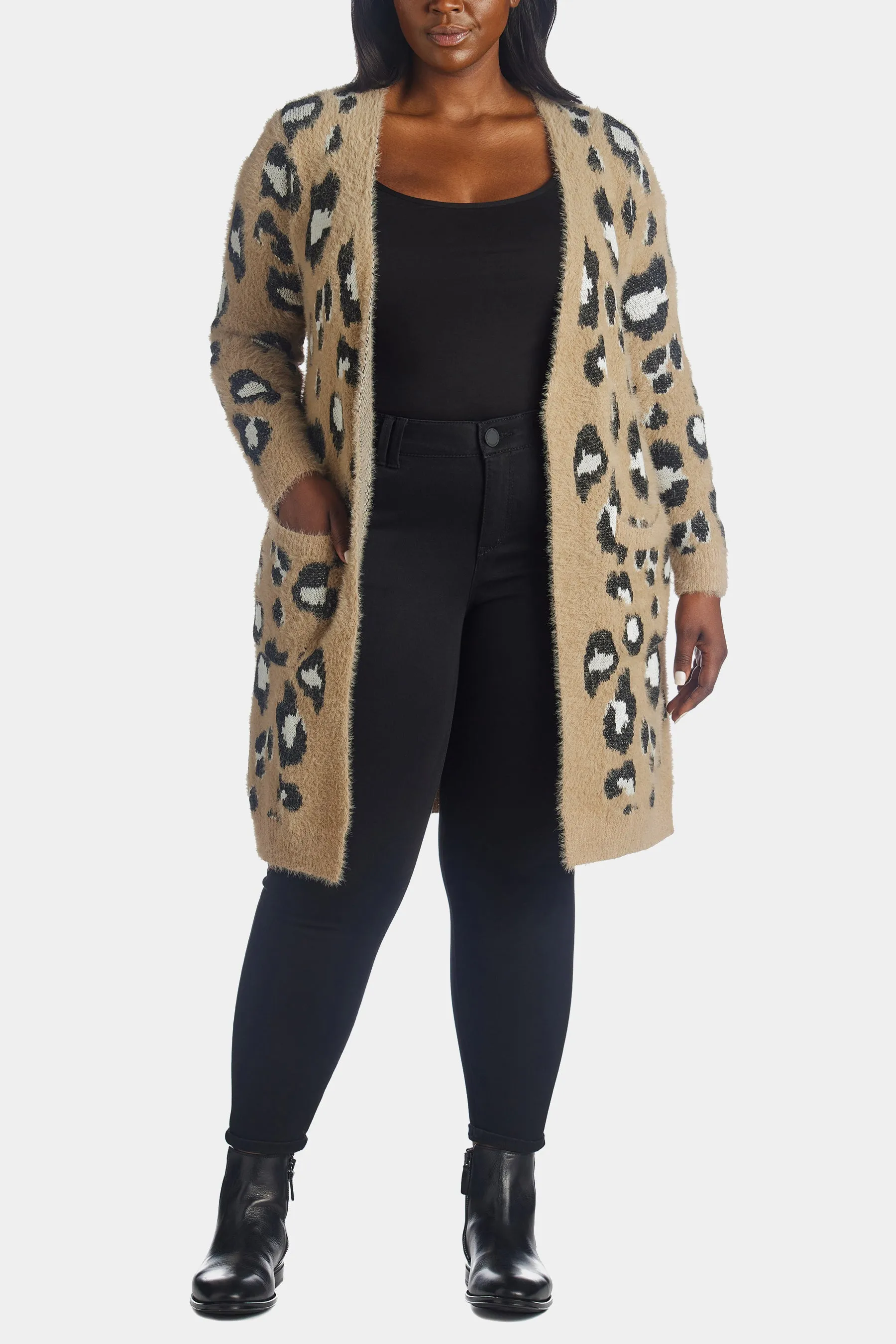 Fuzzy Leopard Knit Cardigan