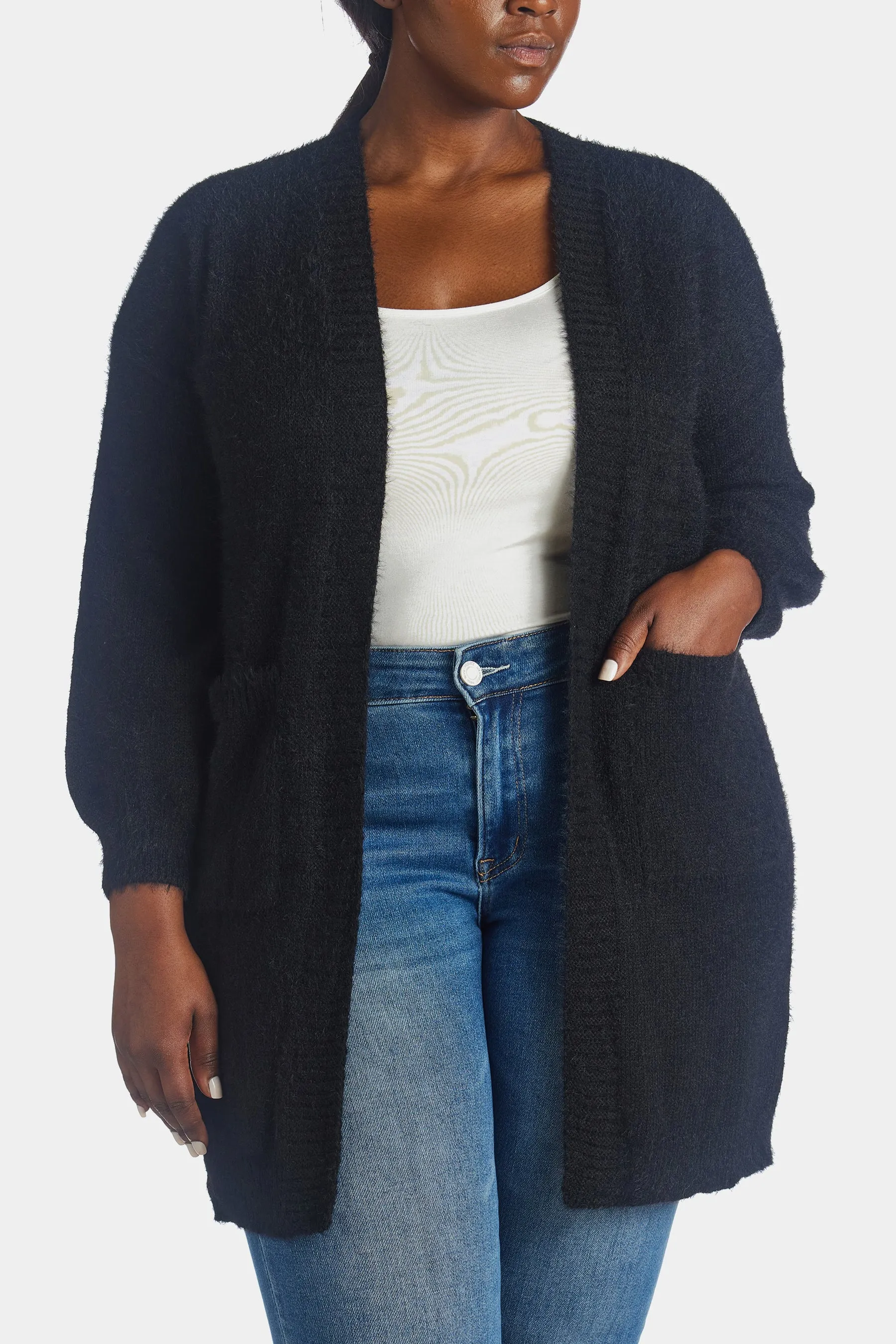 Fuzzy Solid Knit Cardigan