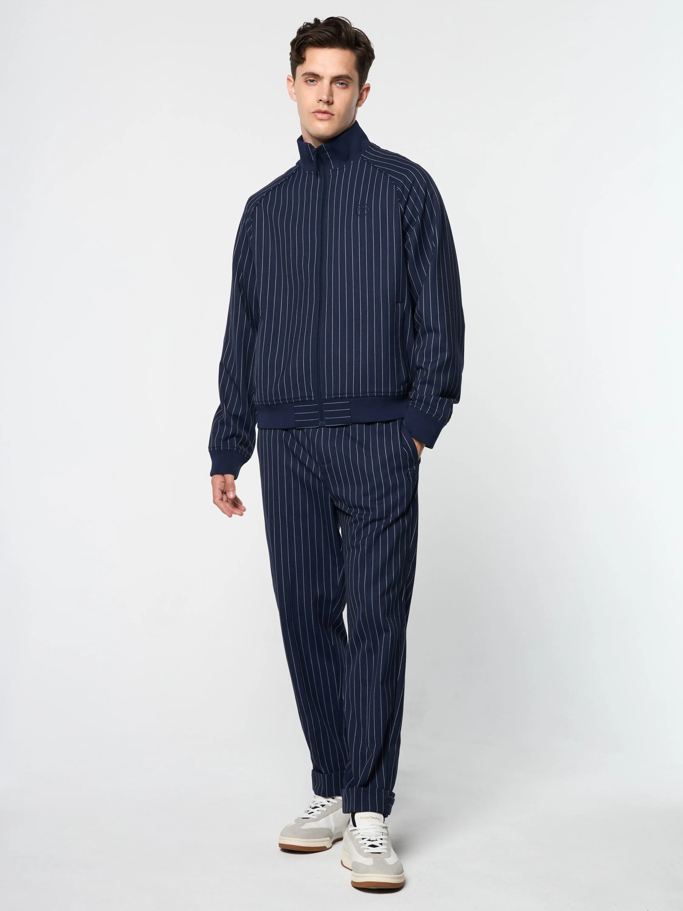 Gessato Suiting Track Jacket- Maritime Blue