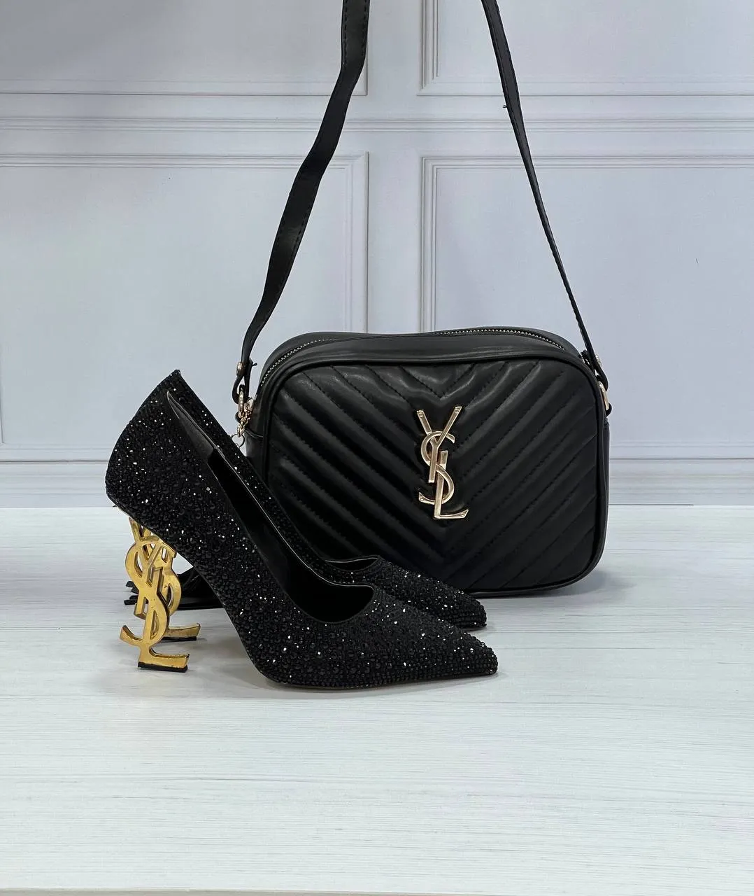 Glitter style heel shoe set on YSL