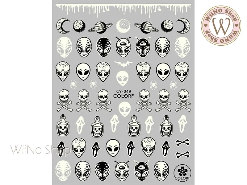 Glow in the Dark Alien Adhesive Nail Art Sticker - 1 pc (CY-049)