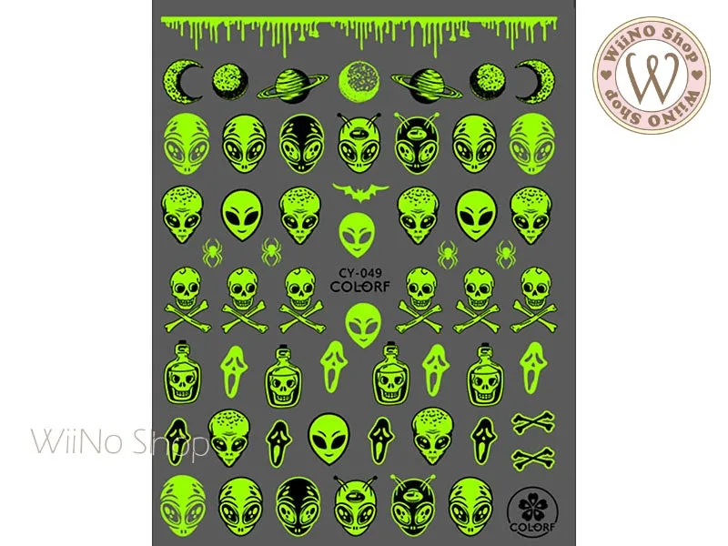 Glow in the Dark Alien Adhesive Nail Art Sticker - 1 pc (CY-049)