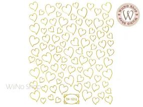 Gold Lopsided Heart Frame Adhesive Nail Art Sticker - 1 pc (TH-1016)