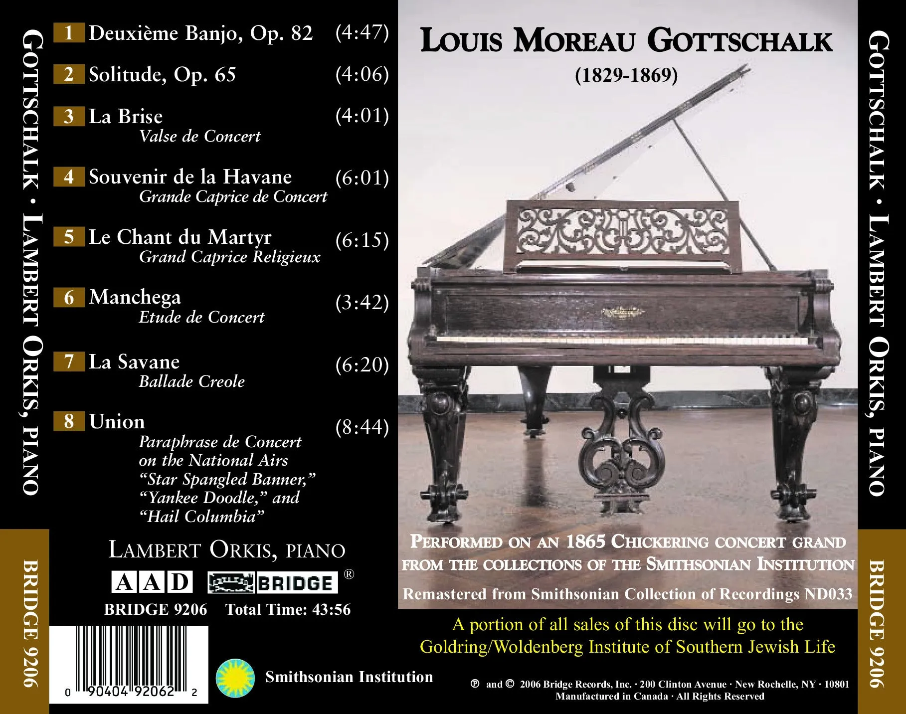 Gottschalk: Music for Piano <br> Lambert Orkis <BR> BRIDGE 9206