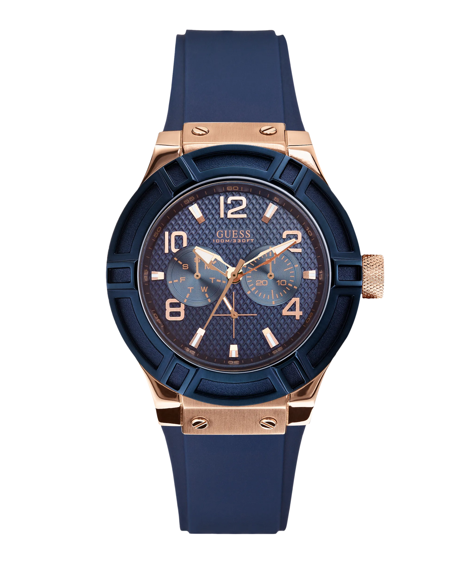 GUESS Ladies Blue Rose Gold Tone/Blue Multi-function Watch