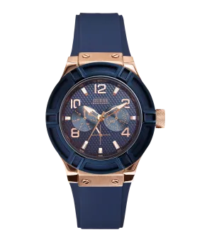 GUESS Ladies Blue Rose Gold Tone/Blue Multi-function Watch