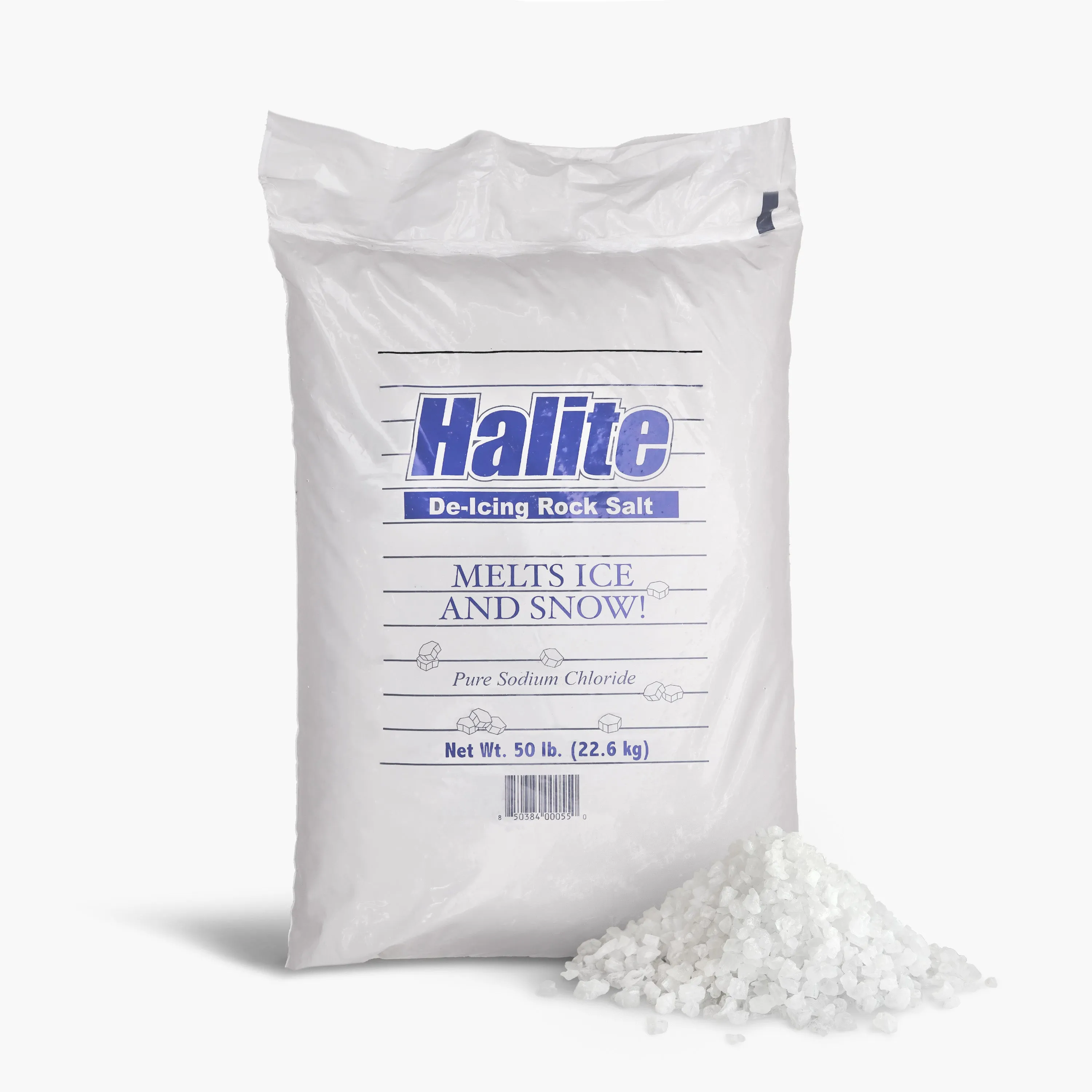 Halite Rock Salt Ice and Snow Melt and Deicer | 50 Lb. Bag | Works to 20°F