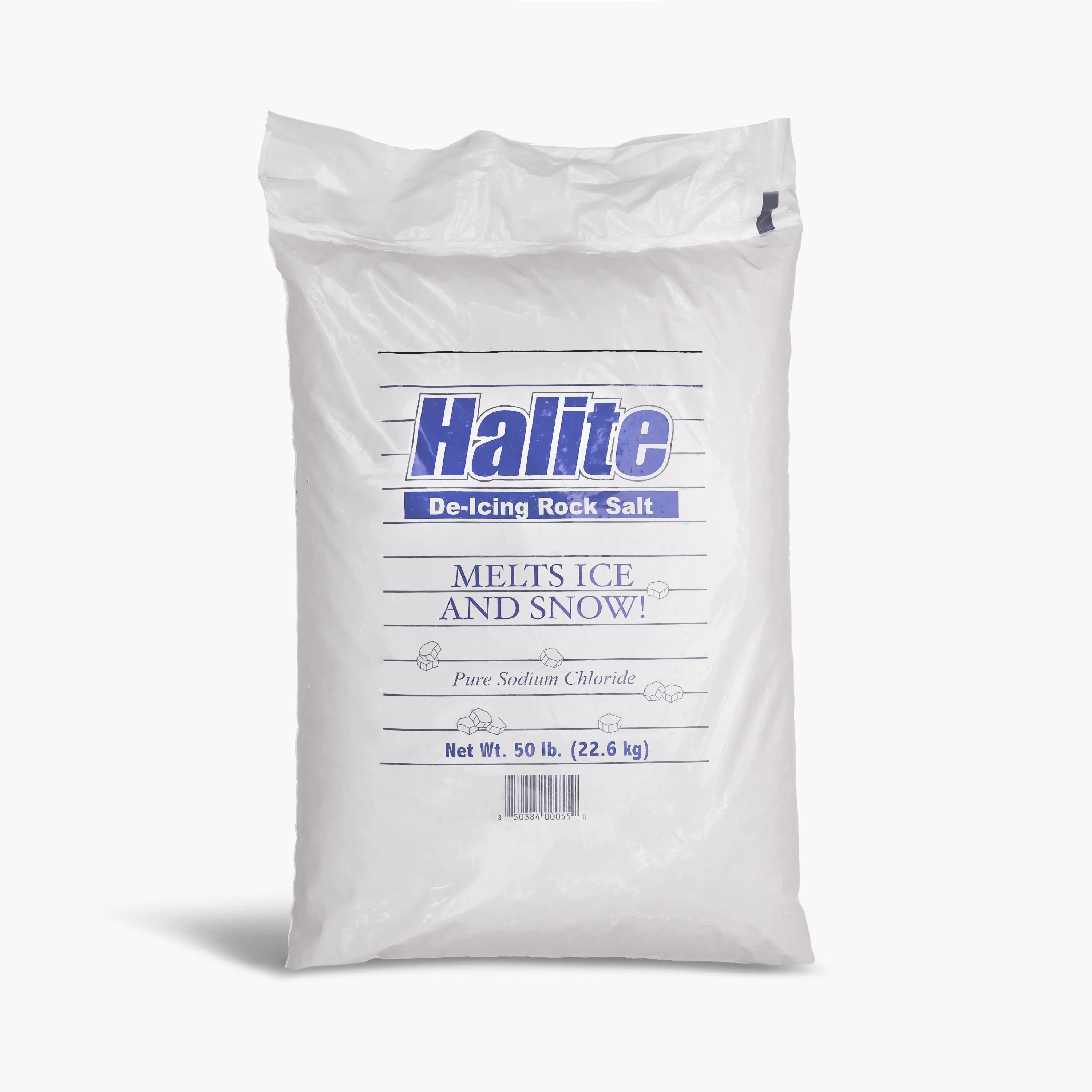 Halite Rock Salt Ice and Snow Melt and Deicer | 50 Lb. Bag | Works to 20°F