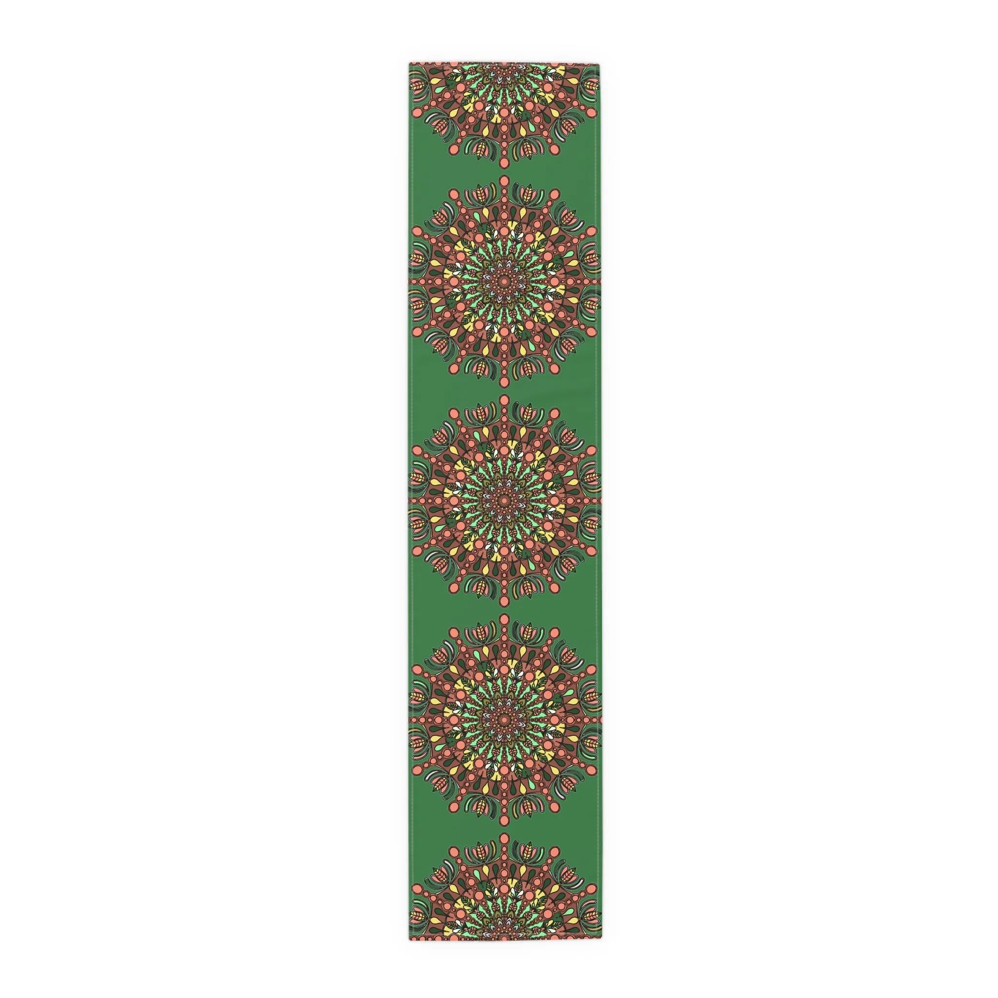 Hand-Drawn Mandala Art Christmas Table Runner - Green (Cotton, Poly)