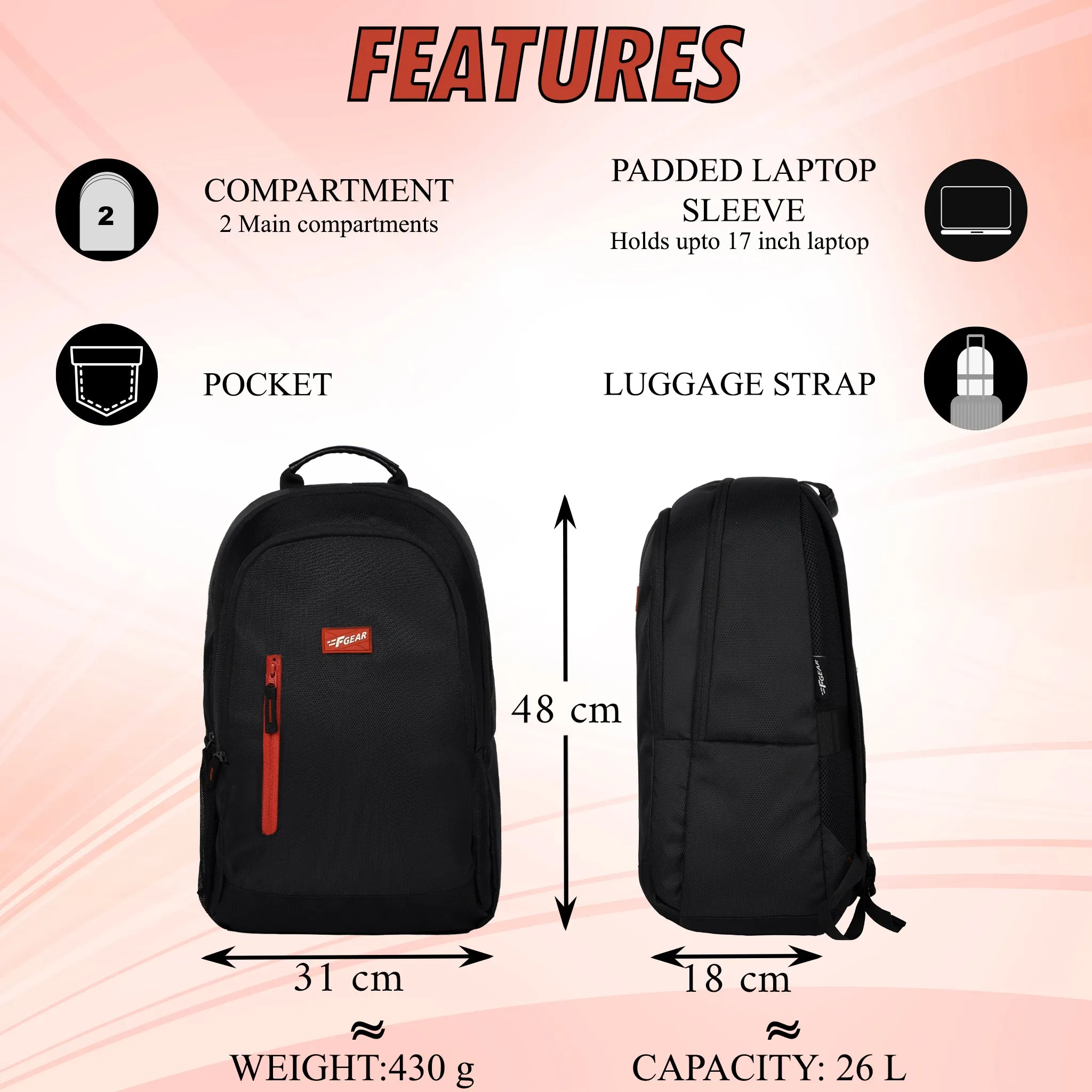 Hank 26L Black Laptop Backpack