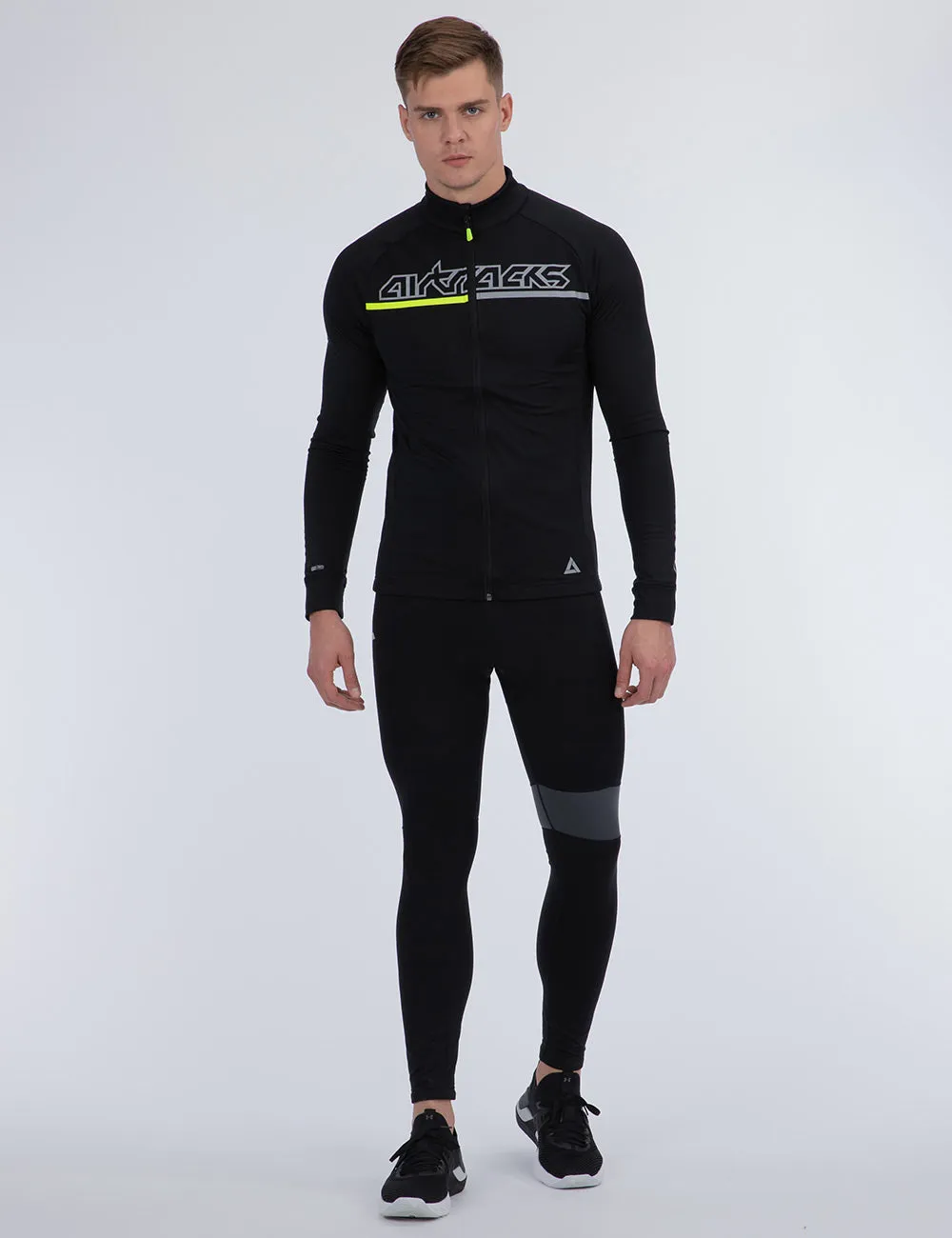 Herren Thermo Fahrradhose Lang Trägerhose Pro Team II Schwarz-Grau Setprodukt