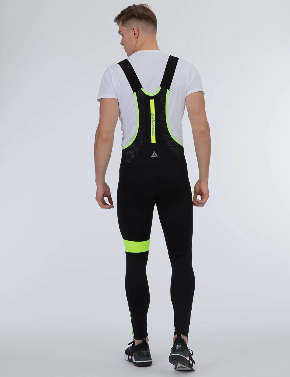 Herren Thermo Fahrradhose Lang Trägerhose Pro Team II  Schwarz-Neon Setprodukt