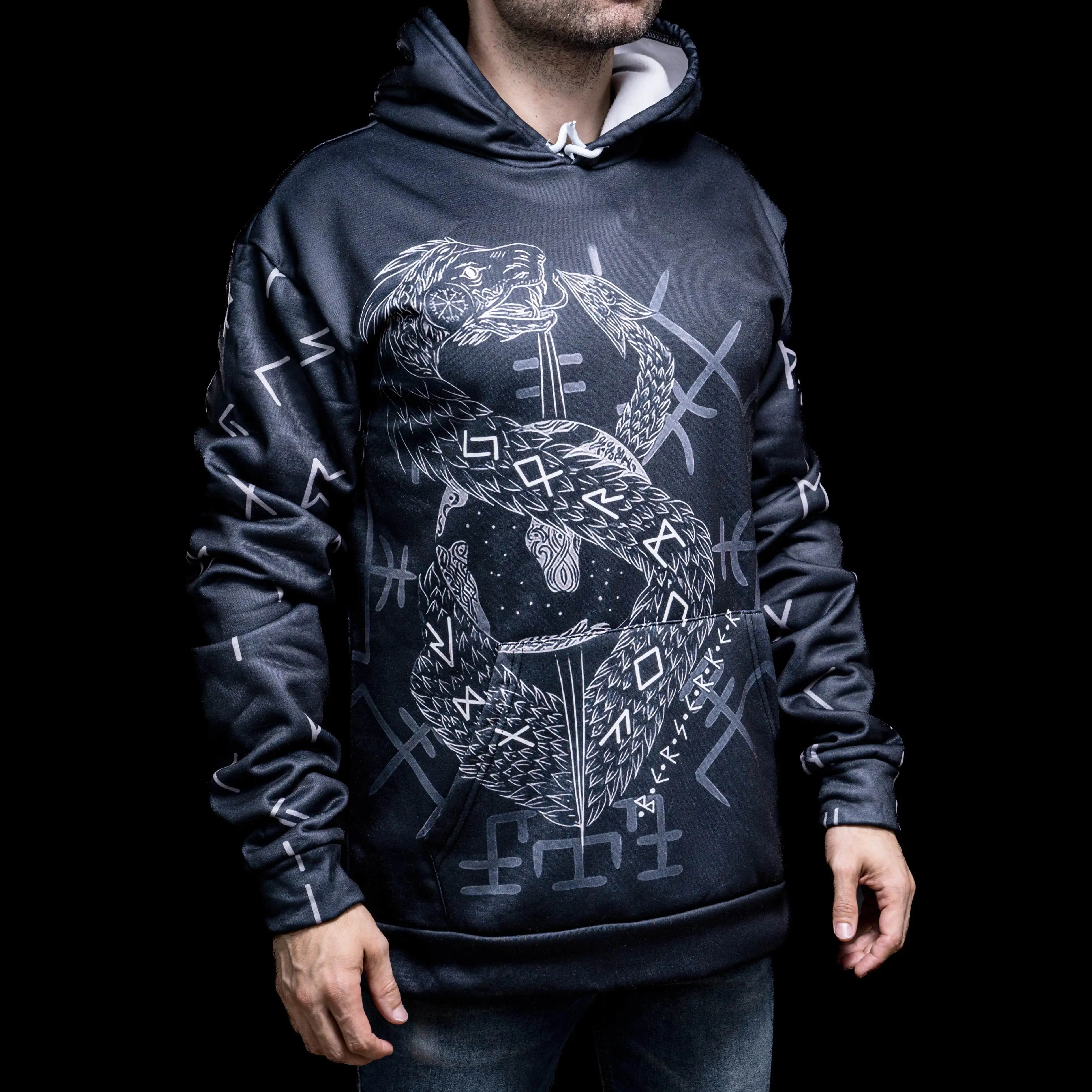 Hoodie Viking "Hoodie Infinity Ouroboros et Vegvisir"