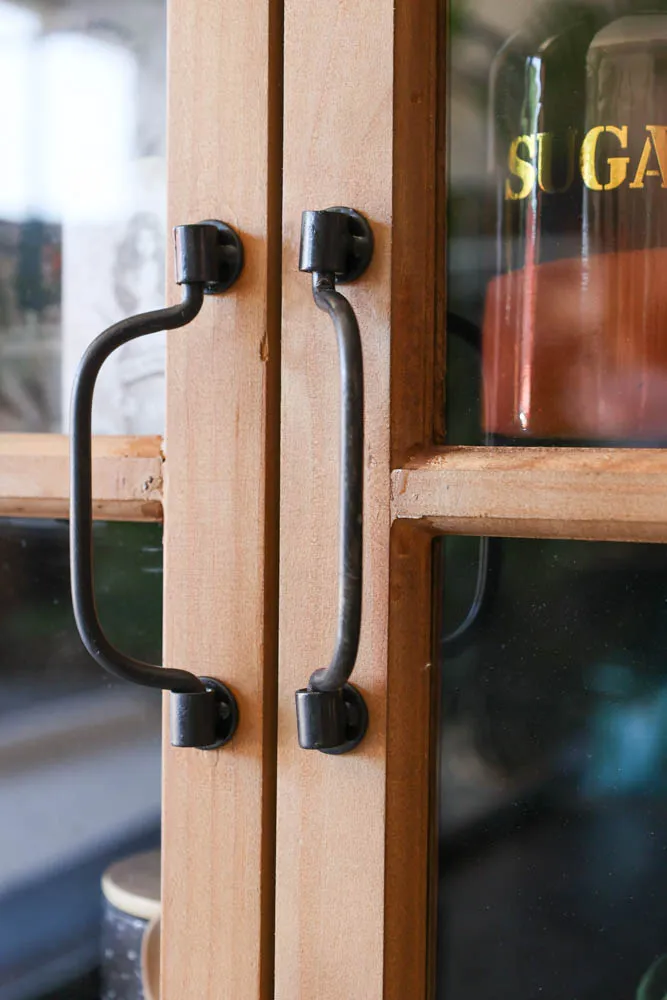 Industrial Style Wooden Display Cabinet On Wheels