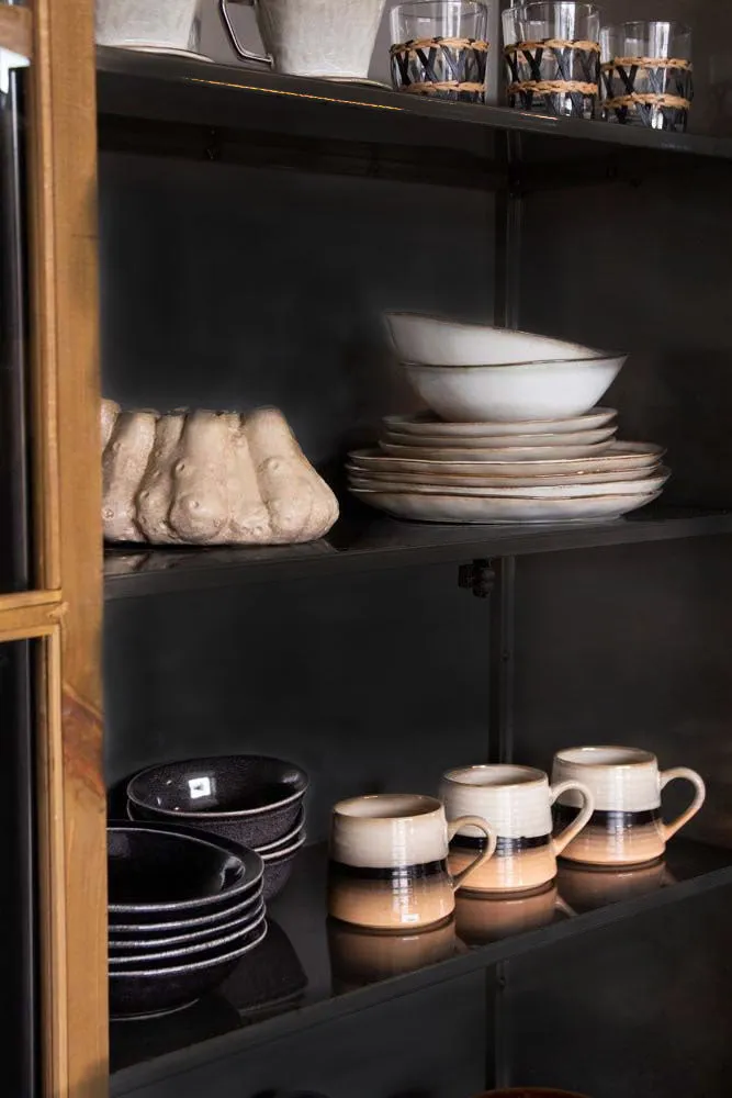 Industrial Style Wooden Display Cabinet On Wheels