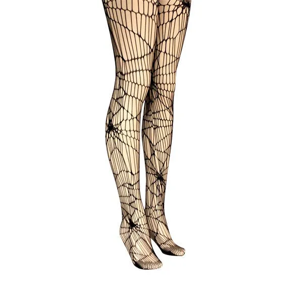 Instant Shipping! Black Spider Web Fishnet Tights