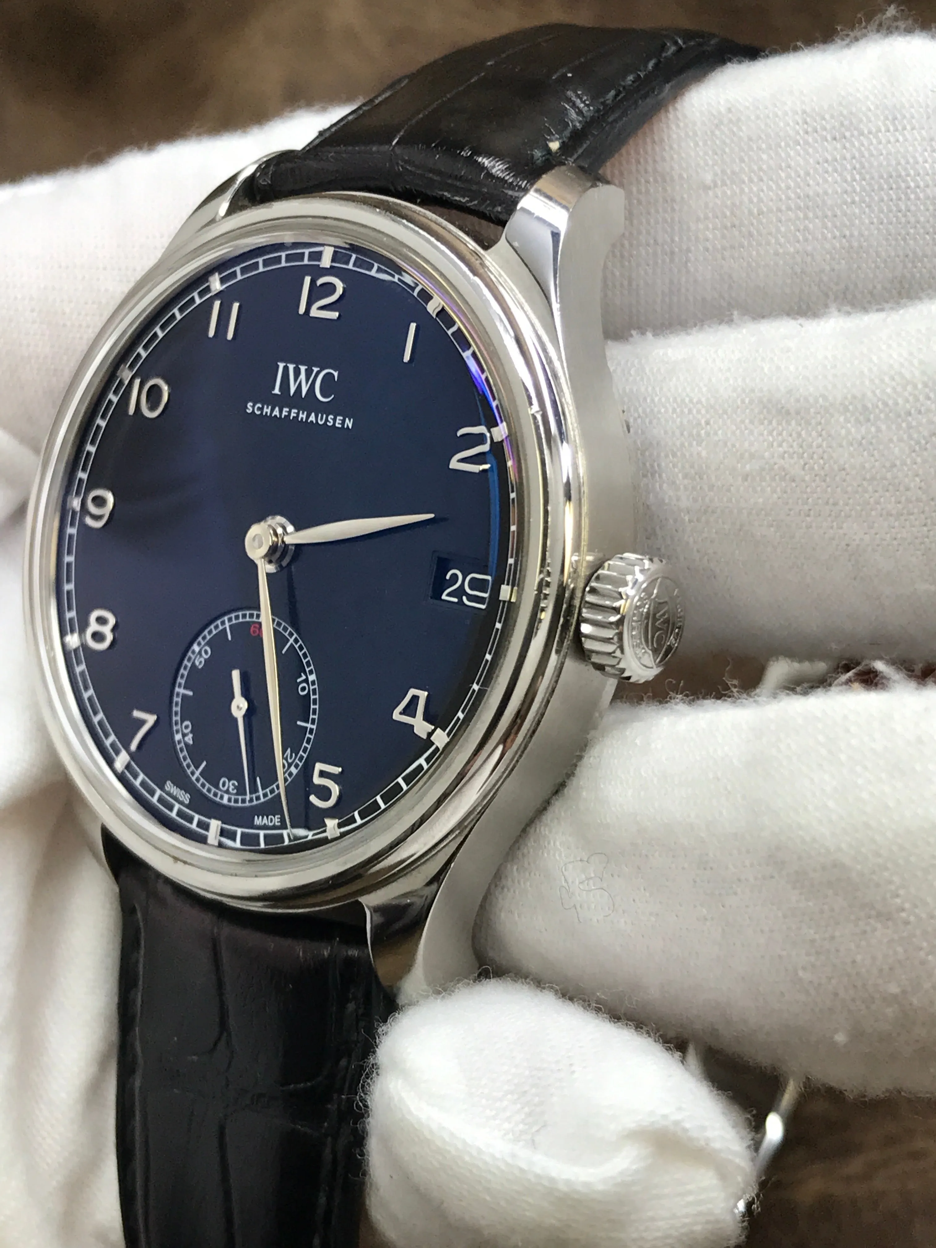 IWC Portuguese 8 days IW510202 Black Dial Hand-wound Men's Watch