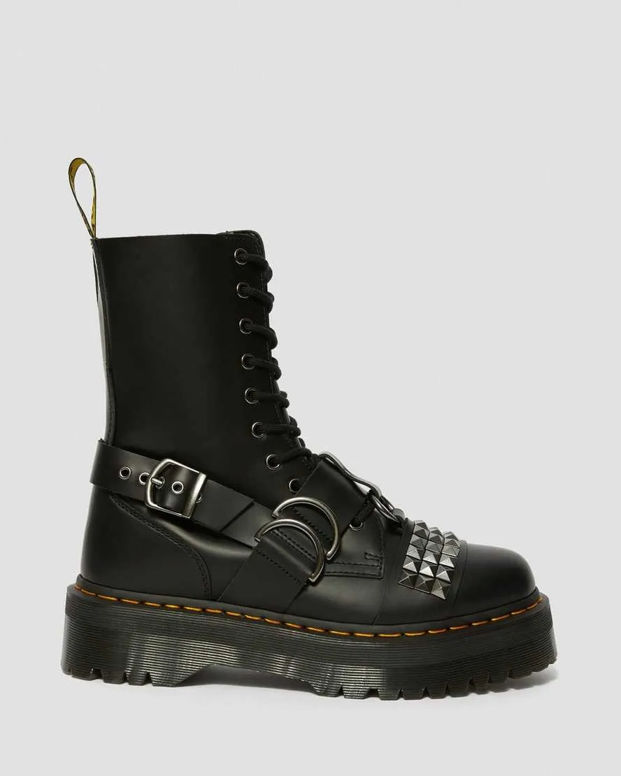 JADON HI SMOOTH LEATHER STUDDED PLATFORM BOOTS