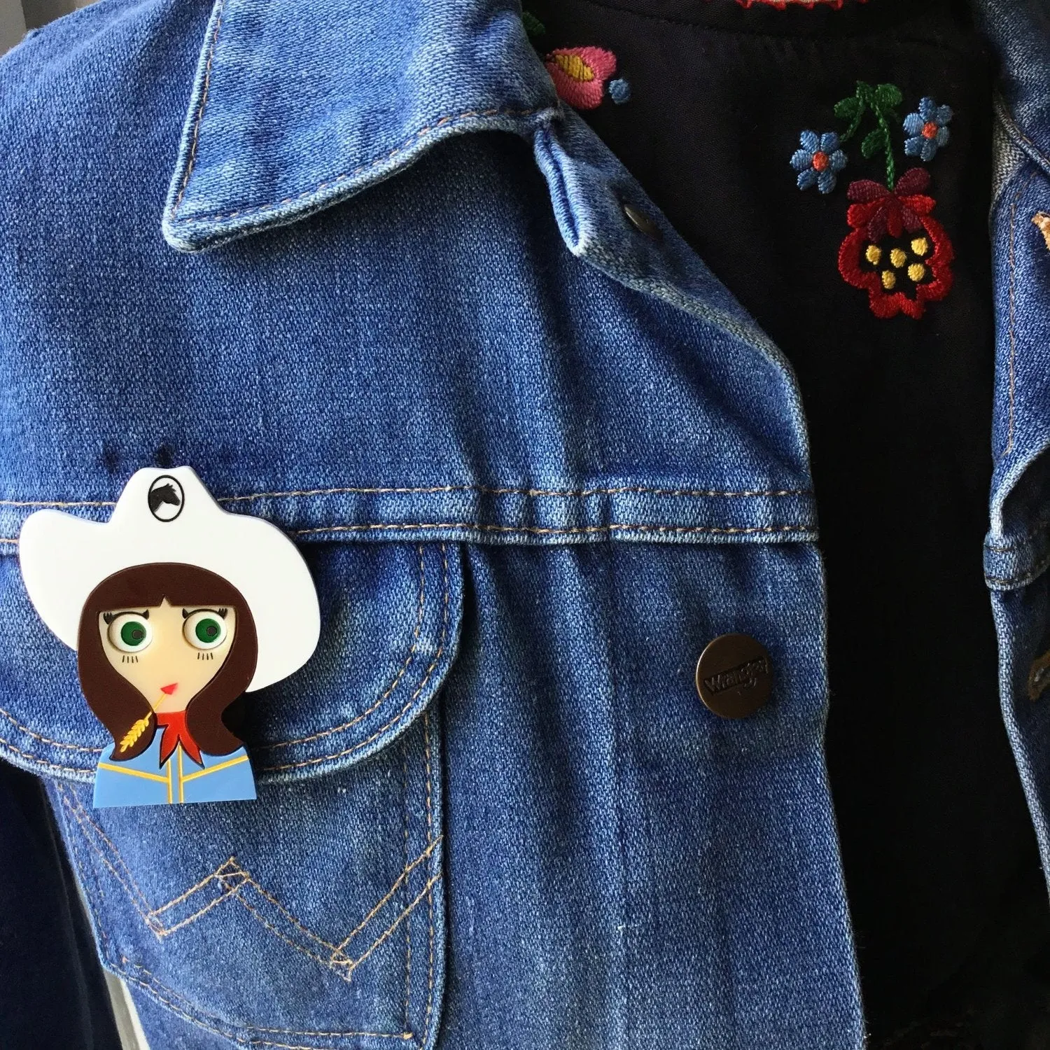 JO Cowgirl Acrylic Brooch, February Limited Numbered Edition