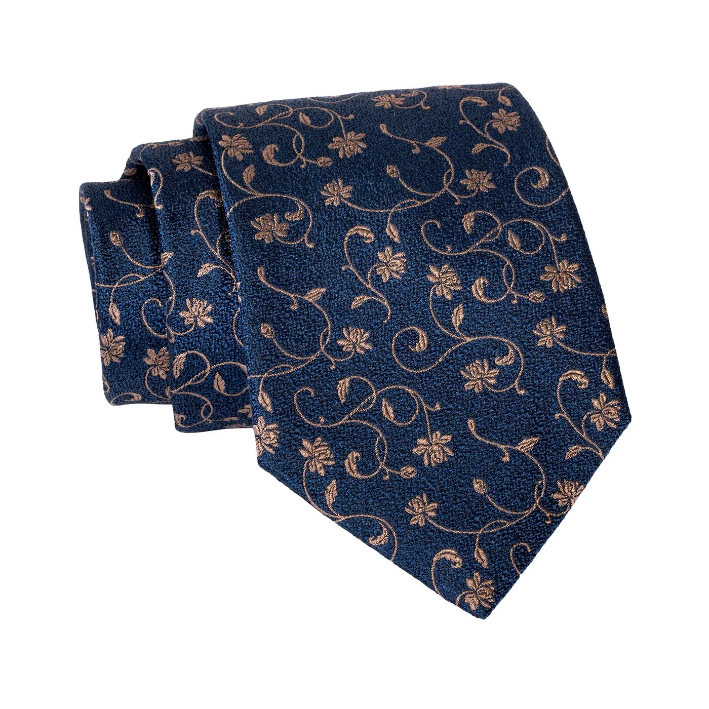 Kingsbury  Floral Silk Tie, Navy / Gold