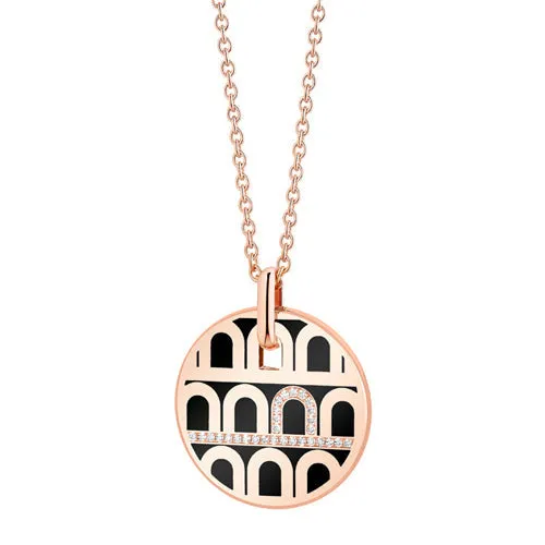 L'Arc de DAVIDOR Pendant GM, 18k Rose Gold with Lacquered Ceramic and Porta Diamonds